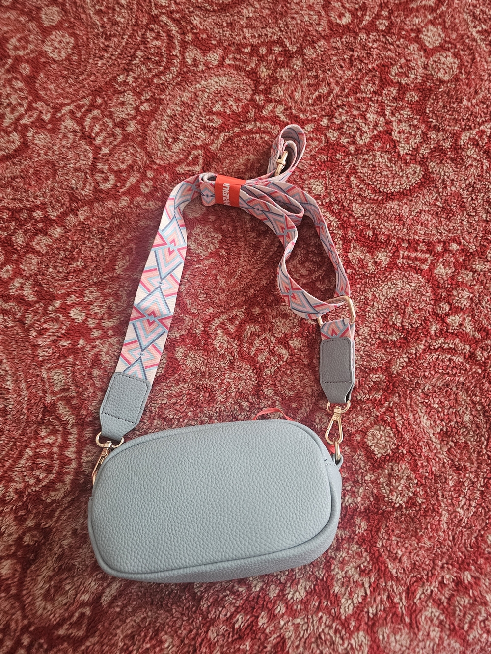 Montana West Blue Crossbody Bag with Patterned Strap - Picture 4 of 7